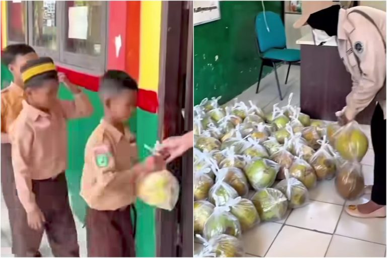 Viralnya video pembagian menu pengganti Makanan Bergizi (MBG) berupa satu buah kelapa muda di SDN 001 Muara Badak