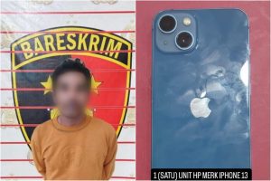 Kelengahan beberapa menit berujung kerugian jutaan rupiah. Seorang warga di Jalan M. Yamin Gang Pelayaran RT 019, Kelurahan Gunung Kelua, Kecamatan Samarinda Ulu, kehilangan satu unit iPhone 13 warna biru 128 GB setelah ditinggal mandi