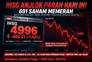 Ilustrasi IHSG Anjlok Parah Hari Ini, 691 Saham Memerah